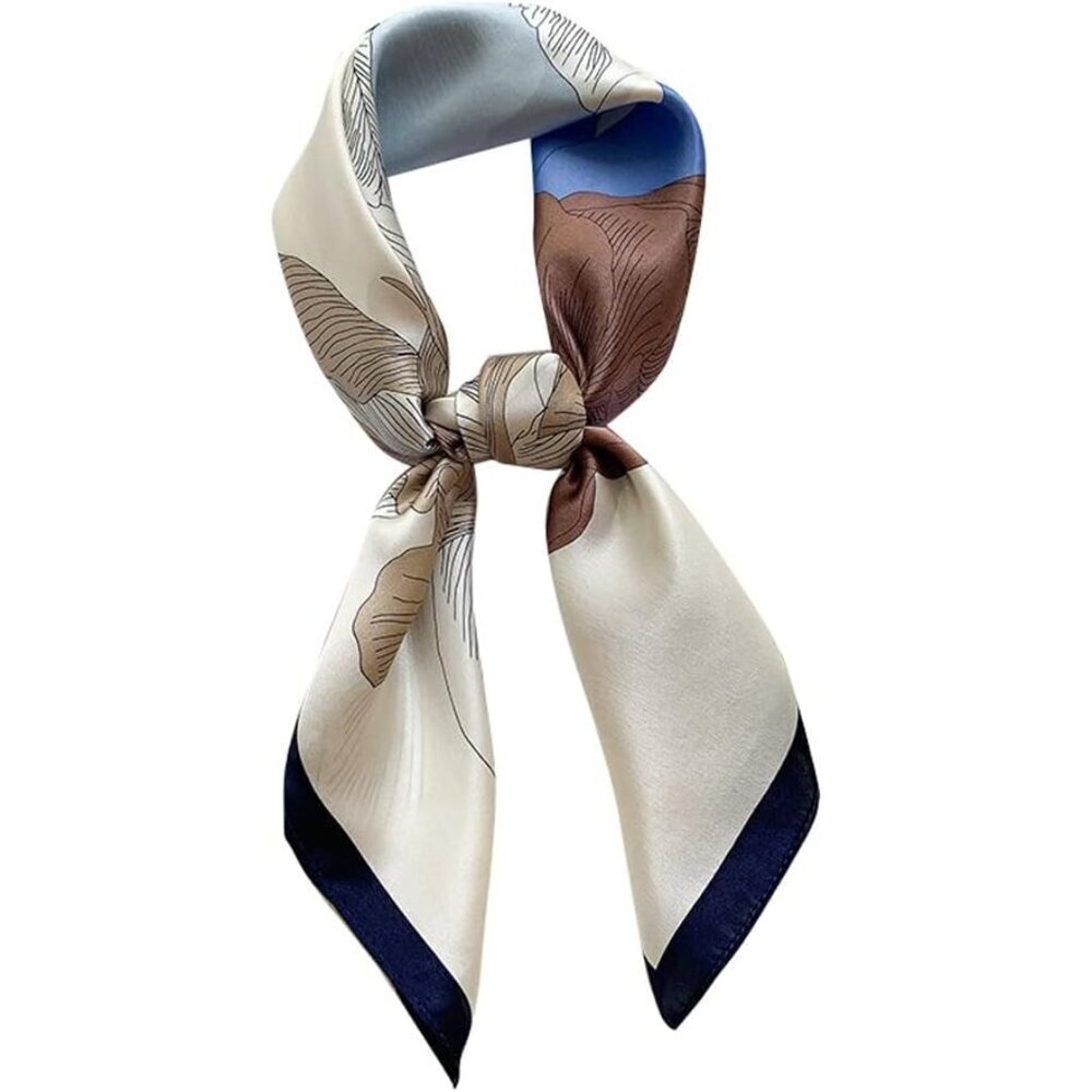 Pure Mulberry Blue Flow Silk Square Scarf Women Soft Head Neck Scarf Gift Packed